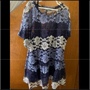 Blue Lace Peplum Blouse
